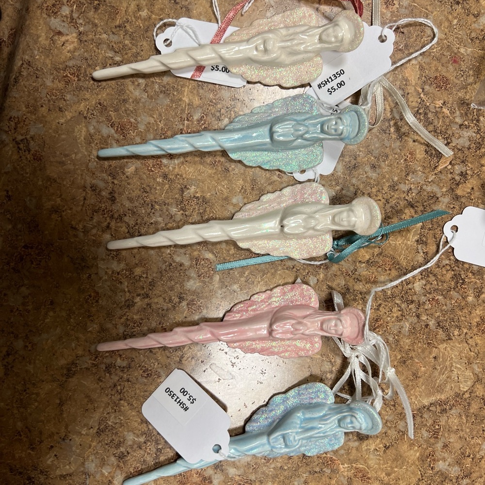 Set of 5 Handmade Angel Icicle Ornaments